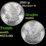 1881-p Morgan Dollar $1 Grades Gem Unc