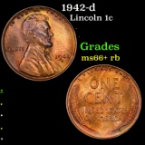 1942-d Lincoln Cent 1c Grades GEM++ RB