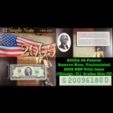 2003A $2 Federal Reserve Note, Uncirculated 2009 BEP Folio Issue (Chicago, IL) Grades Gem CU