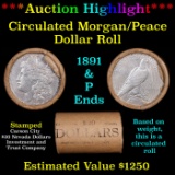 ***Auction Highlight*** Shotgun 1891 & 'P' Ends Mixed Morgan/Peace Silver dollar roll, 20 coin Carso