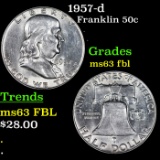 1957-d Franklin Half Dollar 50c Grades Select Unc FBL