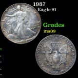 1987 Silver Eagle Dollar $1 Grades ms69