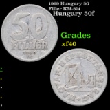 1969 Hungary 50 Filler KM-574 Grades xf