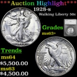 ***Auction Highlight*** 1928-s Walking Liberty Half Dollar 50c Graded ms63+ By SEGS (fc)