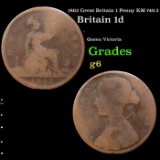 1862 Great Britain 1 Penny KM-749.2 Grades g+