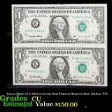 Uncut Sheet of 2 1995 $1 Green Seal Federal Reserve Note (Dallas, TX) Grades CU