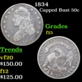 1834 Capped Bust Half Dollar 50c Grades f+