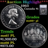 ***Auction Highlight*** 1963 Canada Dollar $1 Graded ms66+ pl By SEGS (fc)