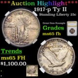 ***Auction Highlight*** 1917-p Ty II Standing Liberty Quarter 25c Graded ms65 fh By PGA (fc)
