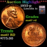 ***Auction Highlight*** 1955-p Lincoln Cent 1c Graded ms67 rd By SEGS (fc)