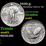 1920-p Standing Liberty Quarter 25c Grades GEM Unc