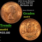 1959 Great Britain 1/2 Penny KM-896 Grades Choice Unc