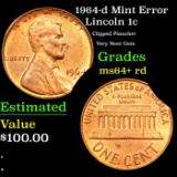 1964-d Lincoln Cent Mint Error 1c Grades Choice+ Unc RD