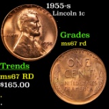 1955-s Lincoln Cent 1c Grades GEM++ Unc RD