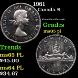 1961 Canada Dollar $1 Grades GEM Unc PL
