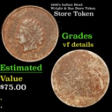 1800's Indian Head Wright & Son Store Token Grades vf details