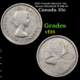 1955 Canada Quarter 25c Queen Elizabeth II KM-52 Grades vf+