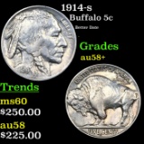 1914-s Buffalo Nickel 5c Grades Choice AU/BU Slider+