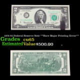 1976 $2 Federal Reserve Note **Rare Major Printing Error** Grades Gem CU