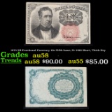 1875 US Fractional Currency 10c Fifth Issue, Fr-1266 Short, Thick Key Grades Choice AU/BU Slider