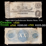 1862 $20 Confederate States Note, T-51 Grades vf+