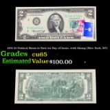 1976 $2 Federal Reserve Note 1st Day of Issue, with Stamp (New York, NY) Grades Gem CU