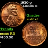 1950-p Lincoln Cent 1c Grades GEM+ Unc RD