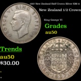 1937 New Zealand Half Crown Silver KM-11 Grades AU, Almost Unc