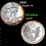 1997 Silver Eagle Dollar $1 Grades GEM++ Unc