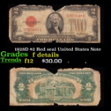 1928D $2 Red seal United States Note Grades f details