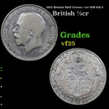 1923 British Half Crown 1/2cr KM-818.2 Grades vf+