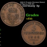 1868-A Prussia (German States) 3 Pfennig KM-482 Grades vf++