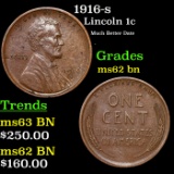 1916-s Lincoln Cent 1c Grades Select Unc BN