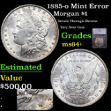 1885-o Morgan Dollar Mint Error $1 Graded ms64+ BY SEGS