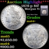 ***Auction Highlight*** 1878-p 8tf Morgan Dollar $1 Graded ms64+ BY SEGS (fc)