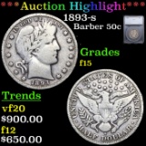 ***Auction Highlight*** 1893-s Barber Half Dollars 50c Graded f15 By SEGS (fc)