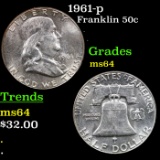 1961-p Franklin Half Dollar 50c Grades Choice Unc