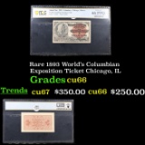 PCGS Rare 1893 World's Columbian Exposition Ticket Chicago, IL Graded cu66 By PCGS
