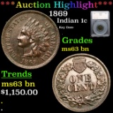 ***Auction Highlight*** 1869 Indian Cent 1c Graded ms63 By SEGS (fc)