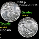 1946-p Walking Liberty Half Dollar 50c Grades Choice Unc