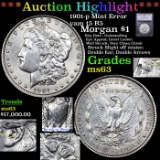 ***Auction Highlight*** 1901-p Morgan Dollar Mint Error vam 15 R5 $1 Graded ms63 By SEGS (fc)