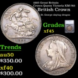 1895 Great Britain Crown Queen Victoria KM-783 Graded xf45 By SEGS