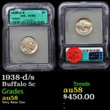 1938-d/s Buffalo Nickel 5c Graded au58 By ICG