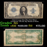 1923 $1 Large Size Blue Seal Silver Certificate, FR-238, Sig Woods & White Grades f+
