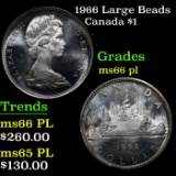 1966 Large Beads Canada Dollar $1 Grades GEM+ UNC PL