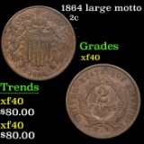 1864 large motto Two Cent Piece 2c Grades xf