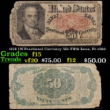 1876 US Fractional Currency 50c Fifth Issue, Fr-1380 Grades f+