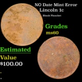 NO Date Lincoln Cent Mint Error 1c Grades BU