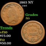 1863 NY Civil War Token 1c Grades f+