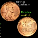 1948-p Lincoln Cent 1c Grades GEM+ Unc RB